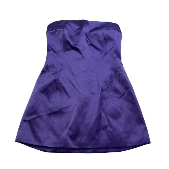 Venroy Strapless Silk and Cotton Mini Dress in Violet - Picture 1 of 5
